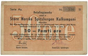 Store Norske Spitsbergen Kulkompani - 50 øre 1947/48 Serie Aa