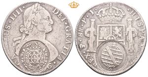 Minas Gerais, 960 reis (1808) kontramarkert Bolivia, 8 reales 1806 (KM.73)