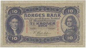10 kroner 1926. M.1919920.
