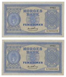 5 kroner 1952 x2