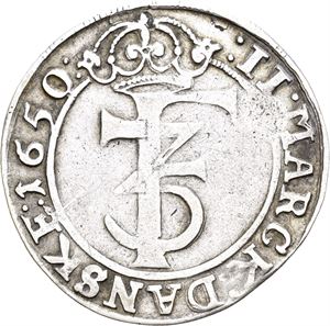 FREDERIK III 1648-1670 2 mark 1650. S.24