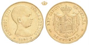 Alfonso XIII, 20 pesetas 1890. MP M