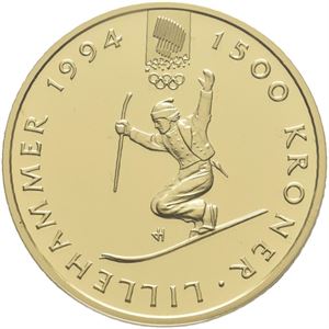 1500 kroner 1993. OL mynt nr.3
