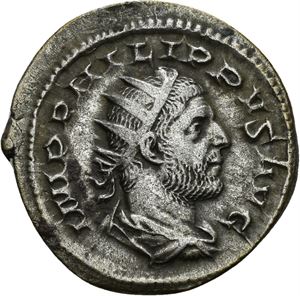 PHILIP I 244-249, antoninian, Roma 248 e.Kr. R: Antilope mot venstre
