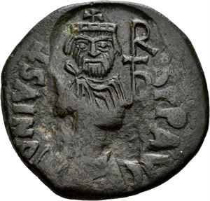 Heraclius 610-641, Æ follis, Sicilia ca.620 e.Kr. R: Stor M. Kontramarkert/countermarked SCLs
