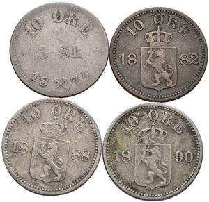10 øre 1874, 82, 88 og 90