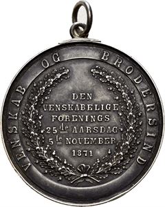 Den vennskapelige forening av 1846. Æresmedlem. Andersen. Sølv. 42 mm