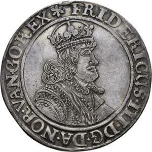FREDERIK III 1648-1670. Speciedaler 1651. Har vært anhengt/has been mounted. S.7