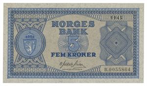 Norway. 5 kroner 1945. B0055864