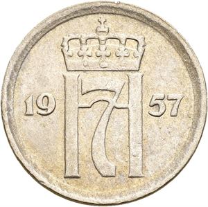 25 øre 1957, myntmerke på plate