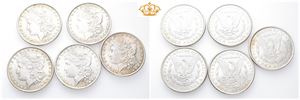 Lot 5 stk., dollar 1880, 1881, 1882, 1883 og 1884