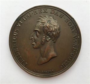 Frederik VI. Det Kongelige Norske Videnskapers Selskab 1811. Jacobson. Bronse. Galvano. 55 mm