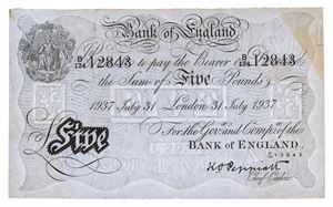 5 pounds London 31.juli 1937. No.12843
