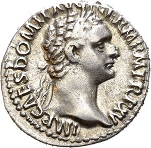 Domitian. AD 81-96. AR denarius, Roma AD 95-96, (3,36 g). Laureate head right / IMP XXII COS XVII CENS P P P, Minerva standing right on capital of rostral column, brandishing spear and holding shield; owl standing right to lower right, head facing. A few small scratches on reverse. Lightly toned and lustrous.