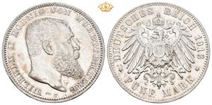 Württemberg, Wilhelm II, 5 mark 1913 F