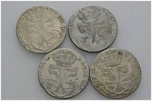 Lot 4 stk. 24 skilling 1749, 1750, 1751 og 1753