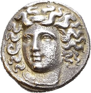 THESSALY, Larissa. 356-320 BC. AR drachm (5,70 g). Head of Larissa facing 3/4 to left / ?APIS AION, Horse standing right, preparing to lie down. Minor porosity. Struck from dies of fine style. Lightly toned.