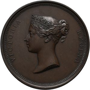 England. Victoria. Besøk til London corporation 1837. Barber. Bronse. 55 mm