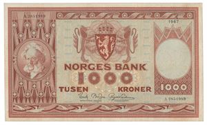 1000 kroner 1967. A2851989