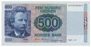 500 kroner 1991. 6100229634