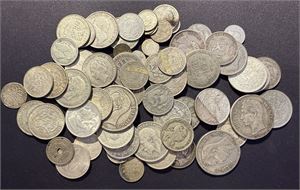 557 gram med utenlands sølvmynt fra bo