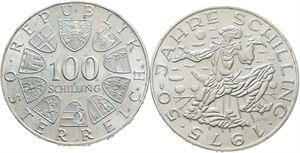 100 Schilling 1975 commemorative coins, 2 pieces