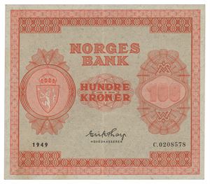 Norway. 100 kroner 1949. C0208578