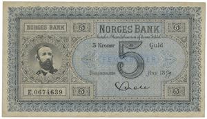 5 kroner 1899. E.0674639. Signert Quale.