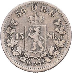 Norge, Oscar II, 50 øre/15 skilling 1875