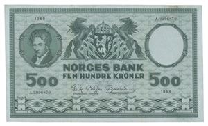 Norway. 500 kroner 1968. A2996870. Presset/ironed
