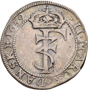FREDERIK III 1648-1670, CHRISTIANIA, 2 mark 1659. S.75