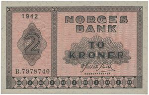 2 kroner 1942. B.7978740.