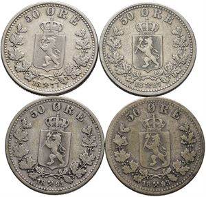 50 øre 1877, 87, 91 og 93