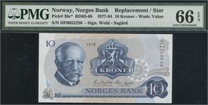 10 kroner 1978. HF0052236. Erstatningsseddel.