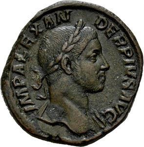Severus Alexander 222-235, Æ sestertius, Roma 231 e.Kr. R: Victoria stående mot venstre