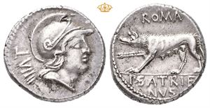 P. Satrienus. 77 BC. AR denarius (4,01 g)