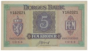 5 kroner 1944. Y162021