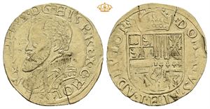 Holland, Philip II 1555-1581, 1/2 real u.år/n.d. (3,41 g). Pregesprekk/striking crack