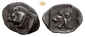 MYSIA, Kyzikos. 525-475 BC. AR hemiobol (0,42 g).