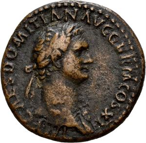 Domitian 81-96, Æ as, Roma 85 e.Kr. R: Fredsalteret