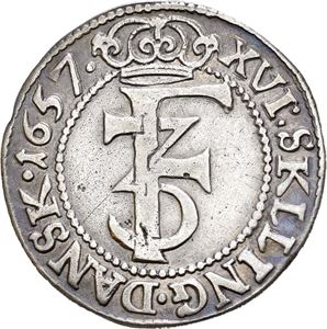 FREDERIK III 1648-1670, CHRISTIANIA, 1 mark 1657. S.48
