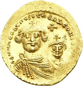 HERACLIUS 610-641, solidus, Constantinople (4,41 g). R: Kors på tre trinn