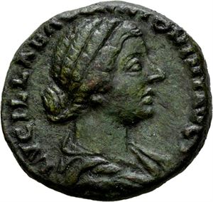 Lucilla, g.m. Lucius Verus, Æ as, Roma 164-166 e.Kr. R: Concordia stående mot venstre