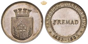 1895 Sarpsborg turnforening. 31 mm, sølv.