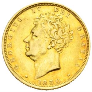 George IV, sovereign 1830. Små riper/minor scratches.