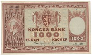 1000 kroner 1974. A.5916448