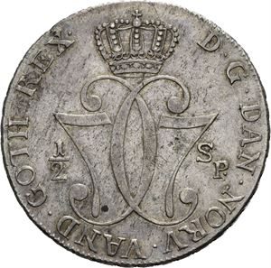 CHRISTIAN VII 1766-1808. 1/2 speciedaler 1777. S.6