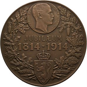 Konstitusjonens 100 års jubileum 1914. Throndsen. Bronse. 61 mm