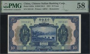 10 Yuan 1921 S/N 335143, remainder