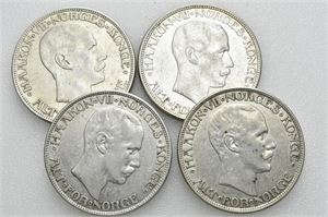 Lot 4 stk. 2 kroner 1912, 1913, 1914 og 1917